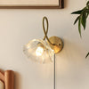 Retro full copper glass bedroom bedside wall lamp