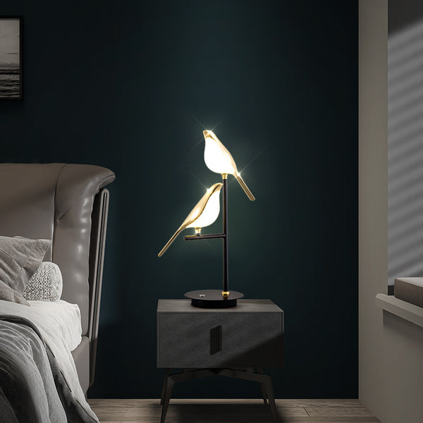 Lampe de table de chambre à coucher créative en forme d'oiseau nordique