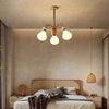 Japanese style solid wood glass bedroom chandelier