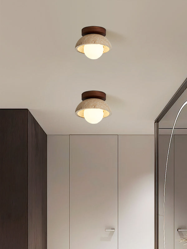 Plafonnier d'allée en travertin jaune