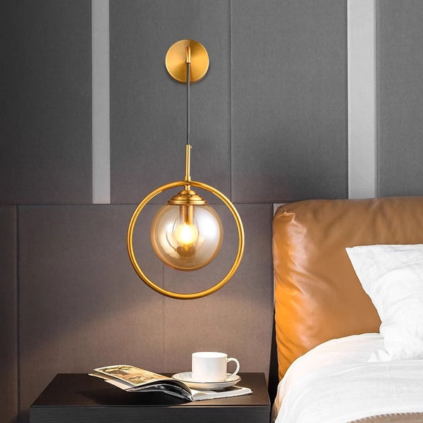Nordic glass ball bedside corridor wall lamp