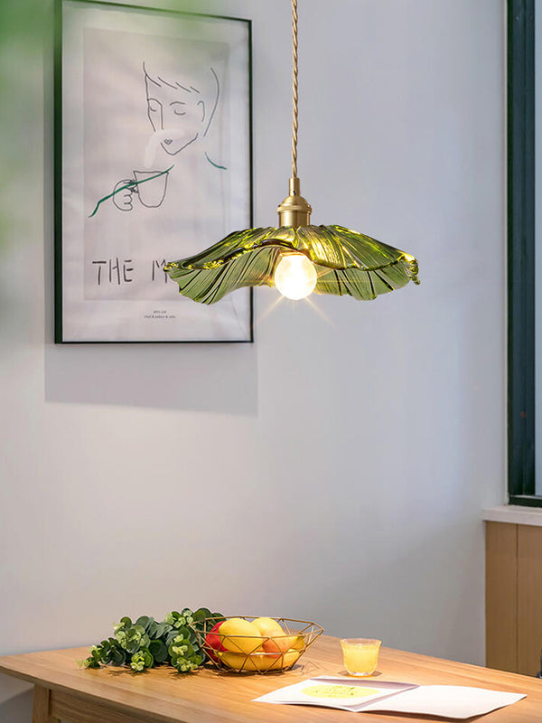 Lustre créatif en verre en forme de feuille de lotus
