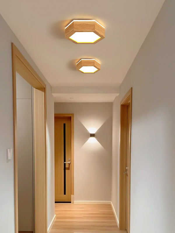 Creative solid wood LED ceiling lamp