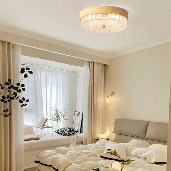 American retro round glass bedroom ceiling lamp