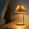 Retro plissierte Massivholz Tischlampe