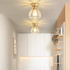 American retro copper color glass entrance corridor ceiling lamp