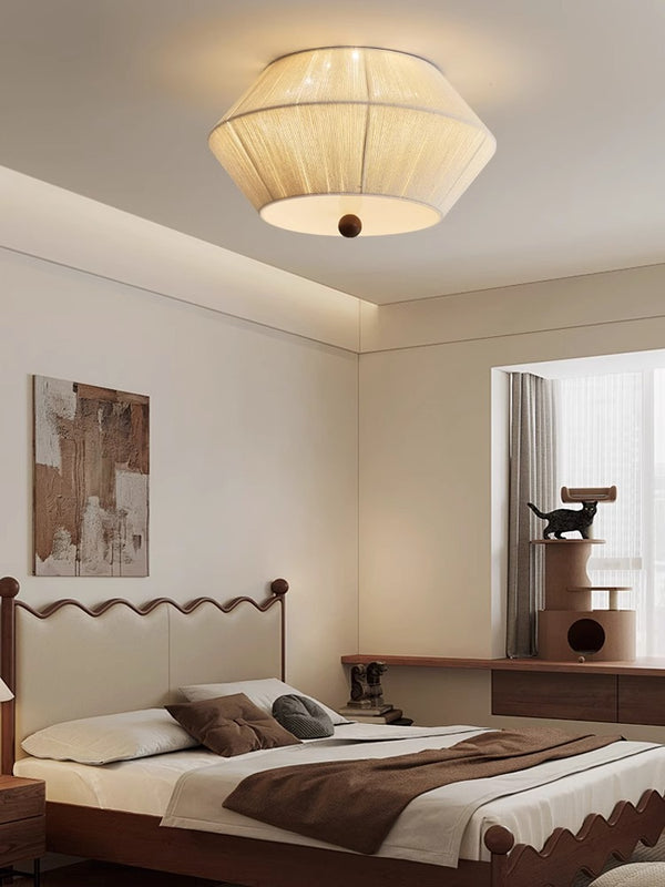 Japanese style wabi-sabi style hemp rope woven bedroom ceiling lamp
