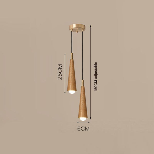 Lustre de chevet de chambre en bois massif tout en cuivre
