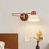 Medieval style solid wood foldable swing arm wall lamp