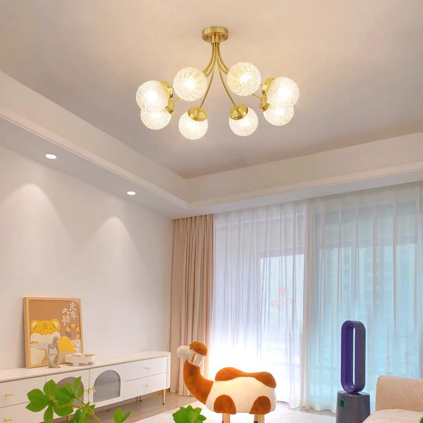 American all-copper glass bedroom chandelier