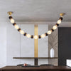 Lustre boule en bois massif à longues bandes de style médiéval