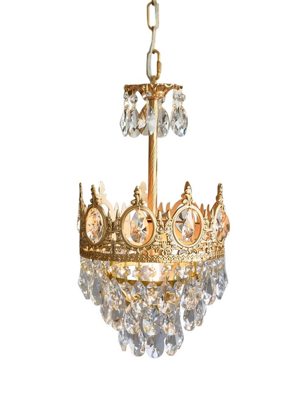 Vintage brass crystal chandelier