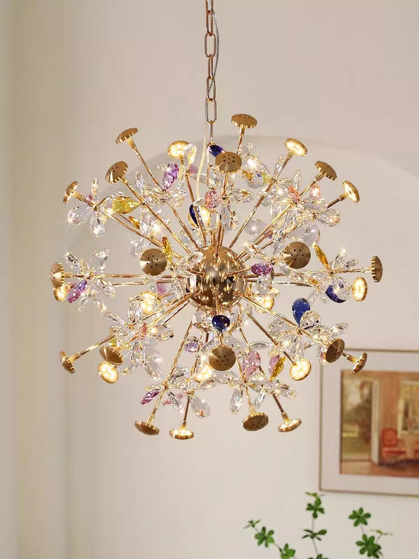 Creative petal dandelion colored crystal chandelier
