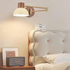 Medieval style solid wood foldable swing arm wall lamp