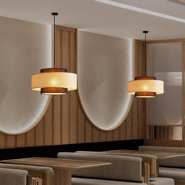 Medieval style rattan restaurant chandelier