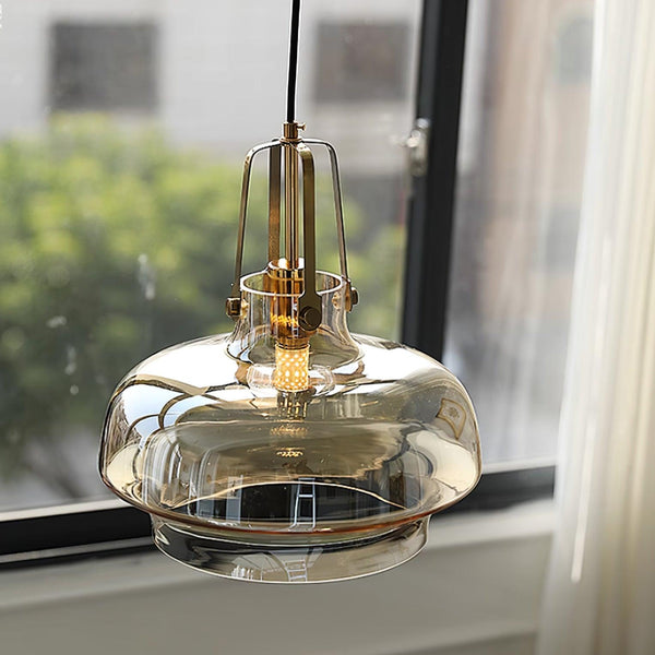 Vintage Bauhaus Glass Chandelier