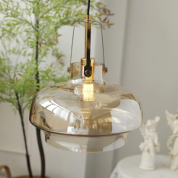 Vintage Bauhaus Glass Chandelier