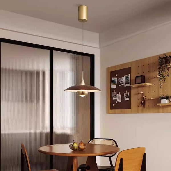 Retro walnut grain color liftable dining room chandelier