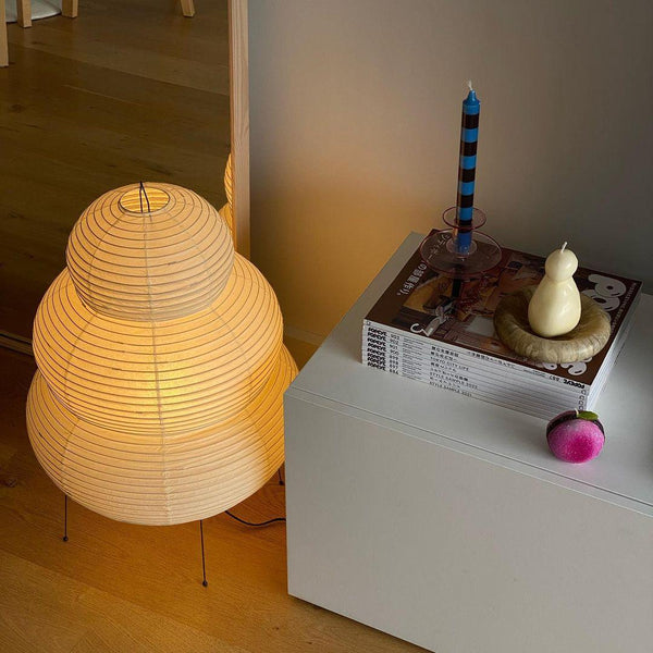 Japanese style wabi-sabi style rice paper floor lamp