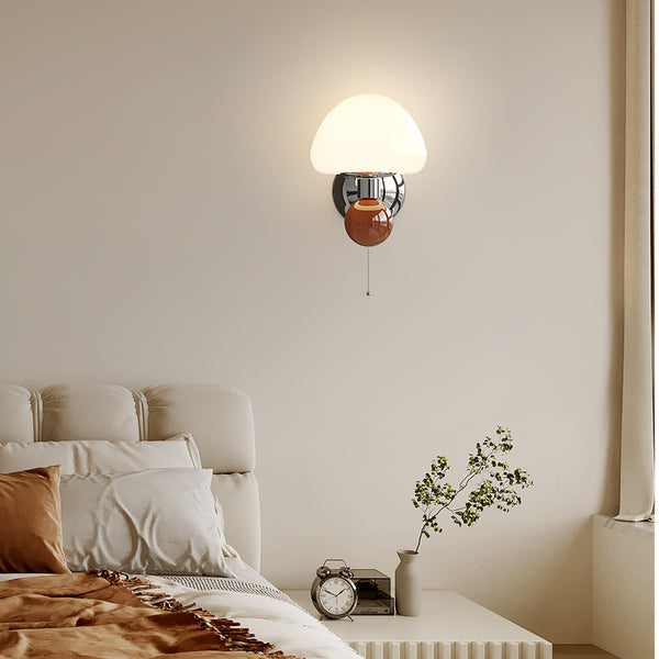 Applique de chevet de chambre à coucher de style champignon crème