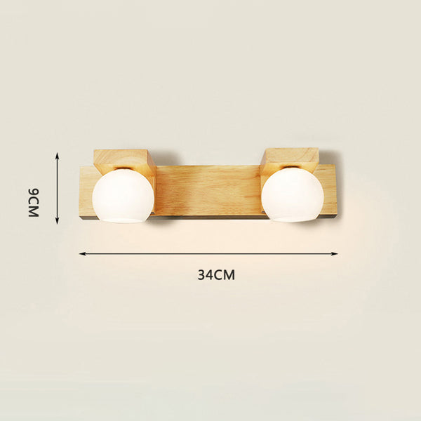 Solid wood bathroom wall light