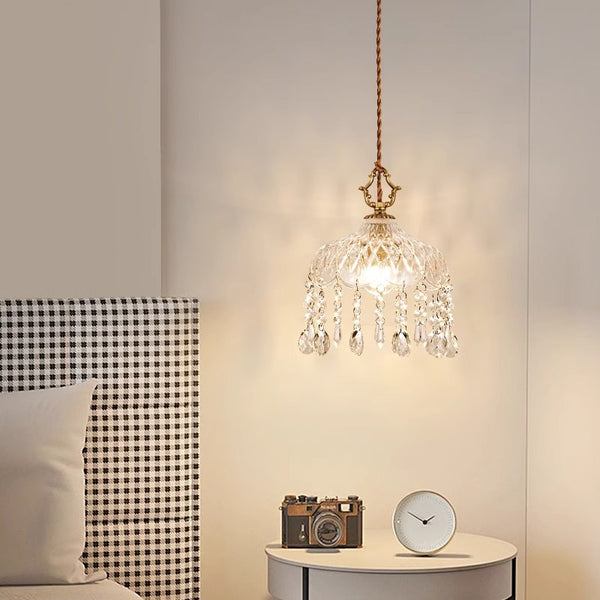 Copper Vintage Crystal Glass Chandelier