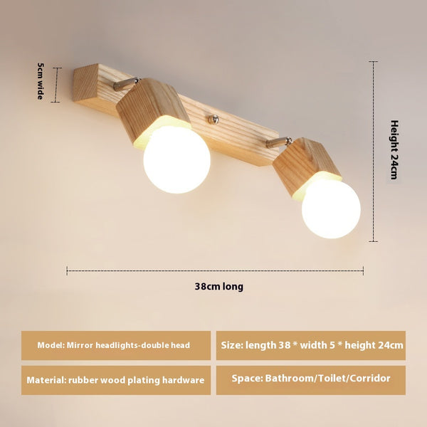 Applique simple avec miroir en bois massif