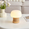 Cremefarbene Tischlampe im Pilz-Stil
