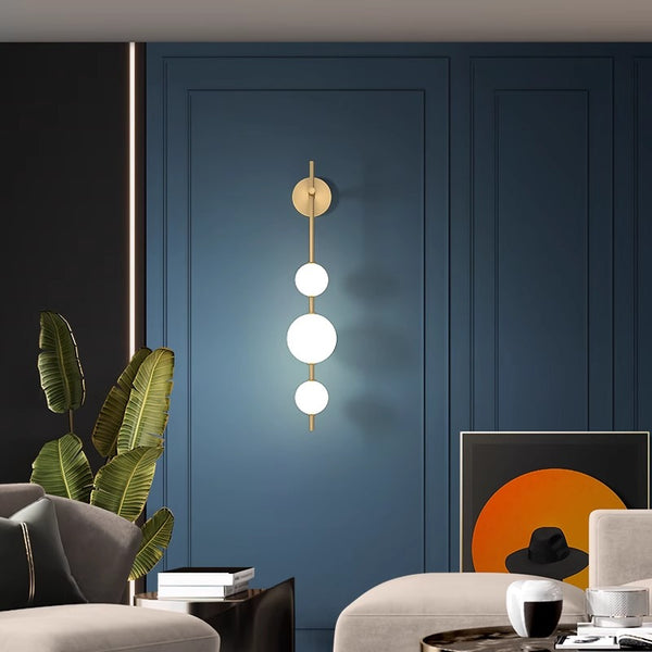 All copper sphere bedroom bedside wall lamp