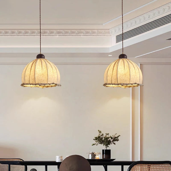 Lampe à suspension de salle à manger en tissu rétro japonais