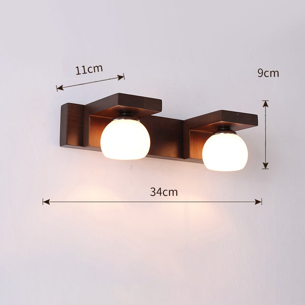Solid wood bathroom wall light