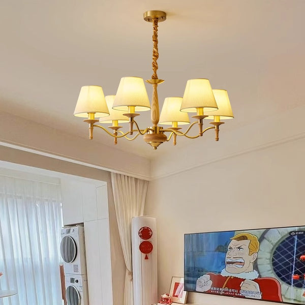 French retro solid wood living room chandelier