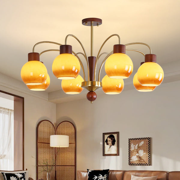 Lustre aux fruits dorés de style crème