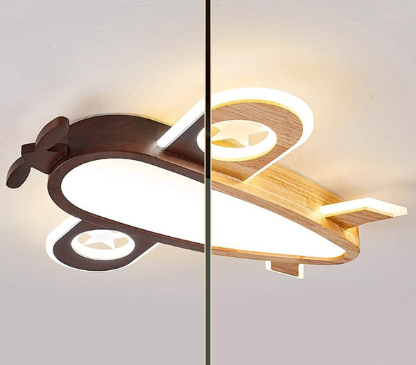 Flugzeug-Deckenlampe aus Massivholz