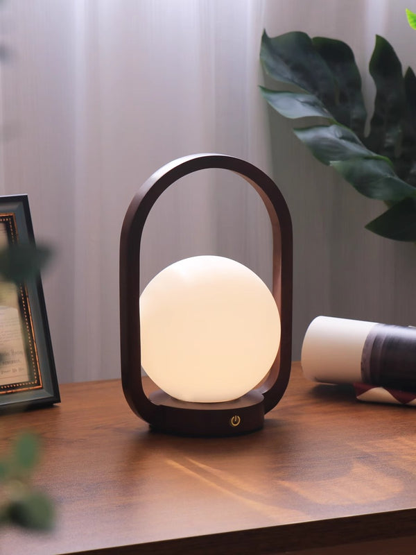 Vintage solid wood portable table lamp