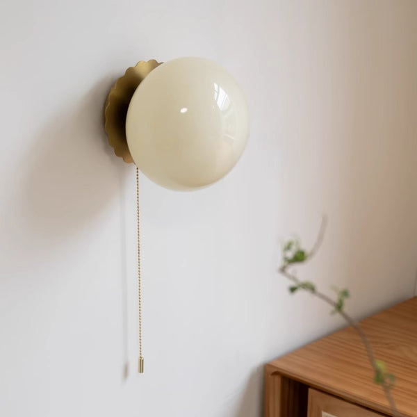 Retro cream style glass ball bedside corridor wall lamp