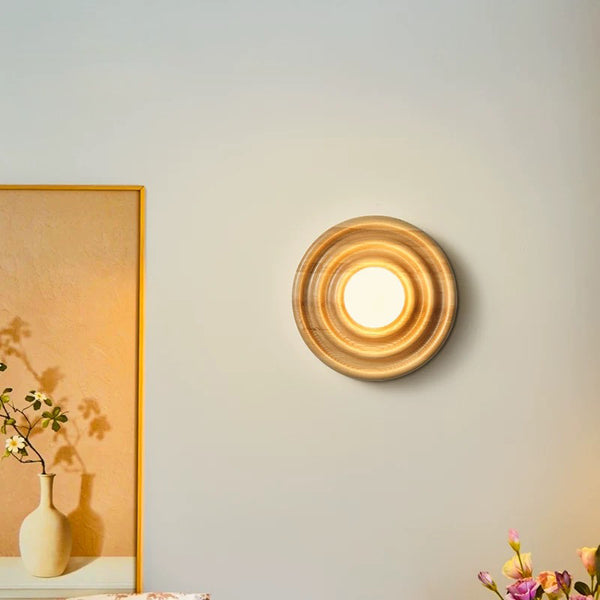 Wandlampe aus Massivholz im japanischen Stil mit Wasserkräuselungen
