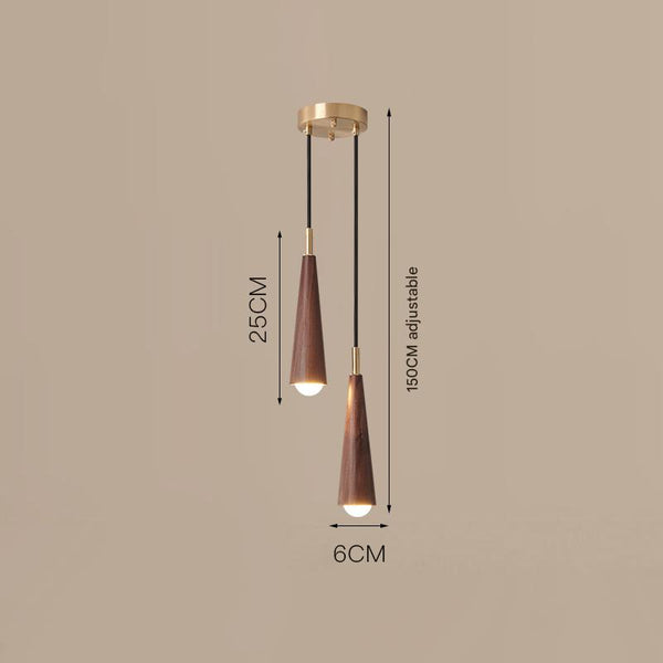 Lustre de chevet de chambre en bois massif tout en cuivre