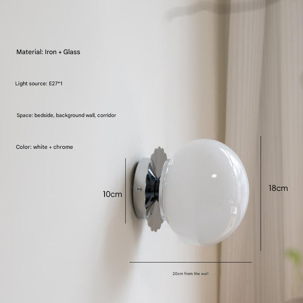 Retro cream style glass ball bedside corridor wall lamp
