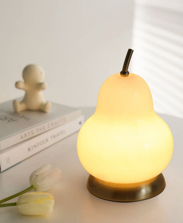 Cremefarbene Birnen-Tischlampe