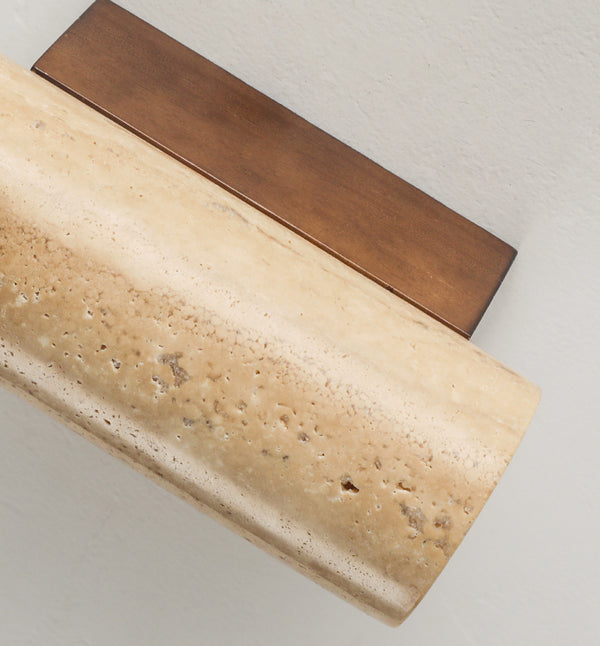 Gelbe Nachttisch-Wandlampe aus Travertin