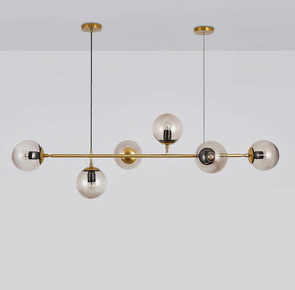 Long lustre de salle à manger en verre en forme de haricot magique