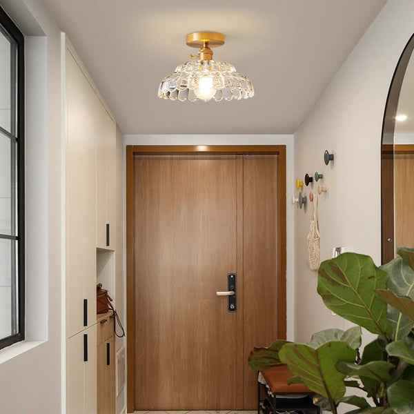 Copper glass corridor ceiling lamp