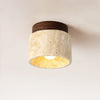 Vintage Wabi-Sabi Style Yellow Travertine Ceiling Lamp