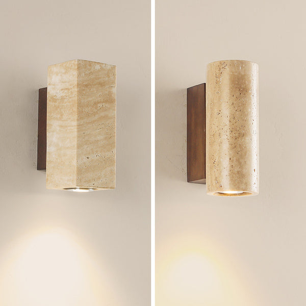 Gelbe Nachttisch-Wandlampe aus Travertin