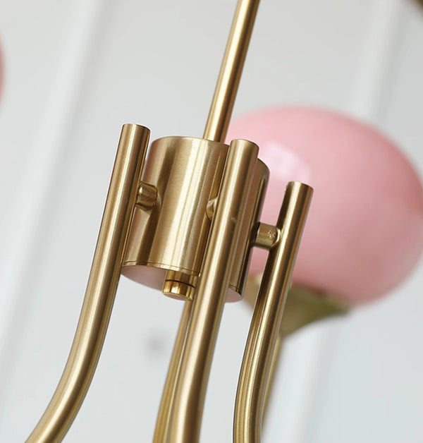 Cremefarbener Bauhaus-Kronleuchter aus Glas