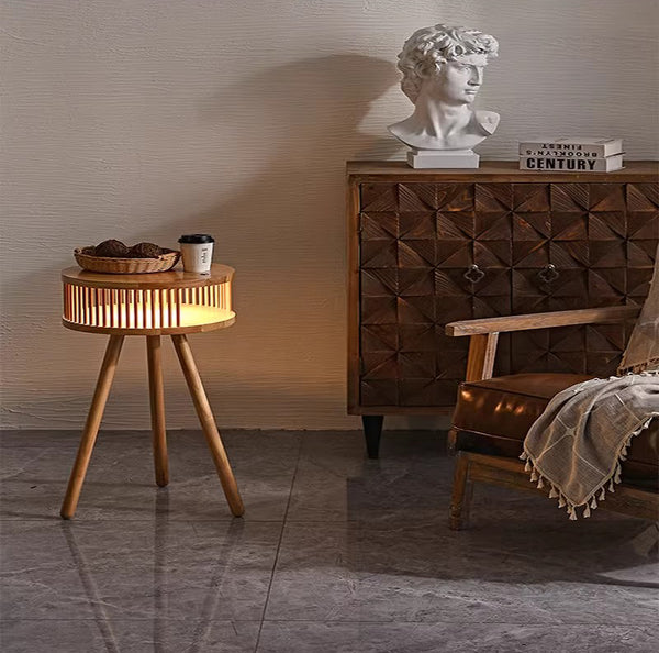 Retro Massivholz Stehlampe