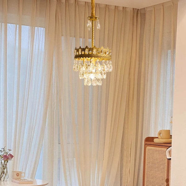 Vintage brass crystal chandelier