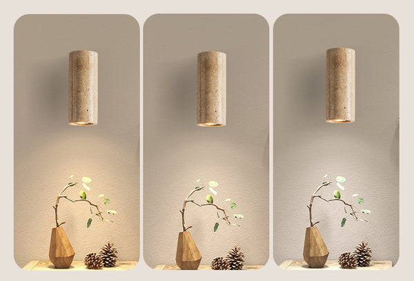 Gelbe Nachttisch-Wandlampe aus Travertin
