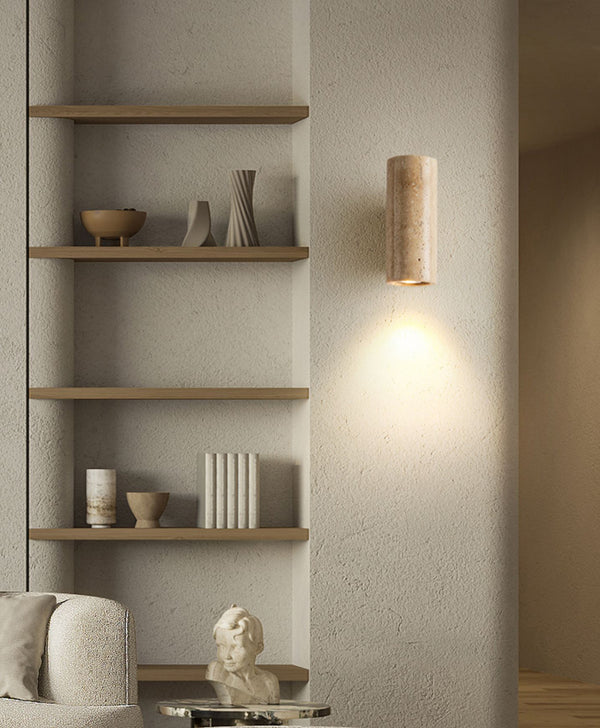 Gelbe Nachttisch-Wandlampe aus Travertin